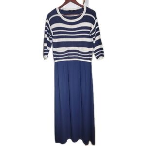 Weekend Max Mara Helier jumper midi dress striped navy blue small